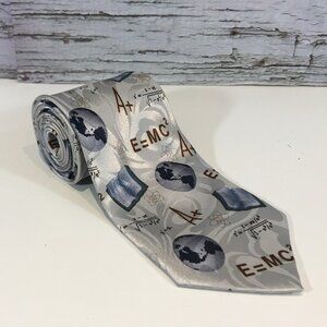 Steve Harris Silver Neck Tie E=MC²  Atomic Scientist Science Math Teacher